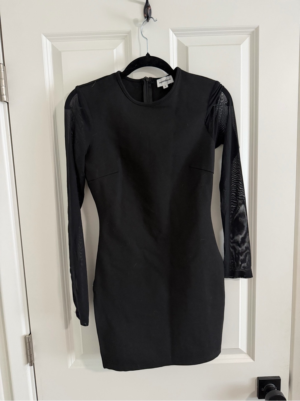 superdown Black Mini Bodycon Dress with Mesh Sleeves